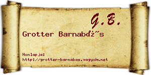 Grotter Barnabás névjegykártya